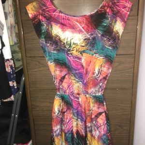 Multicolor Short Sleeve Dress - Size Small